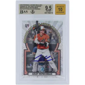 Adley Rutschman Baltimore Orioles Autographed 2023 Bowman Chrome Rookie of the Year Favorites #ROYF-4 Beckett Fanatics Witnessed Authenticated 9.5/10 Rookie Card - Fanatics Authentic Certified