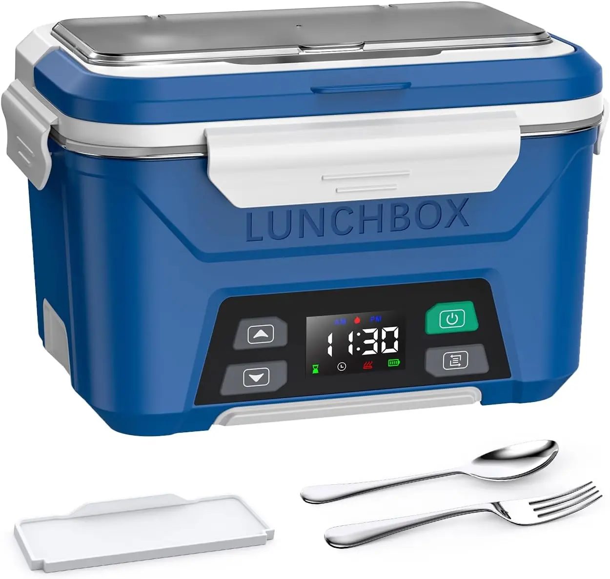 Docusvect Cordless Electric Lunch Box, Heated Lunch Box with Timer | Self Heating Lunch box with Automatic Heating, 5.5 Cups Portable Food Warmer with Removable Tray Divider & Insulated Bag