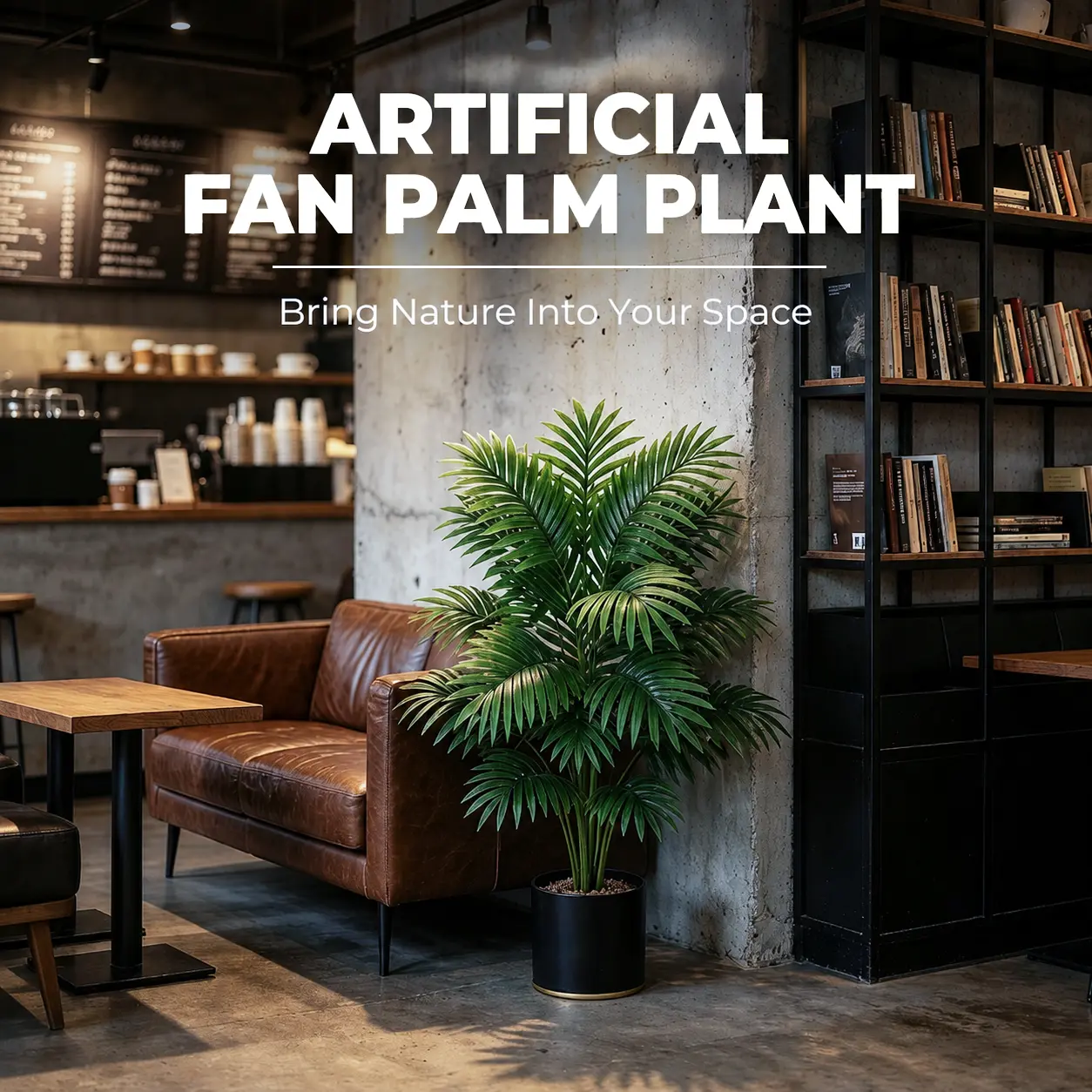 Artificial Fan Palm Plant 18 Heads 29.5in - Realistic Tropical Faux Foliage | No Maintenance Decorative Palm Leaves for Home Office Indoor Outdoor Decor