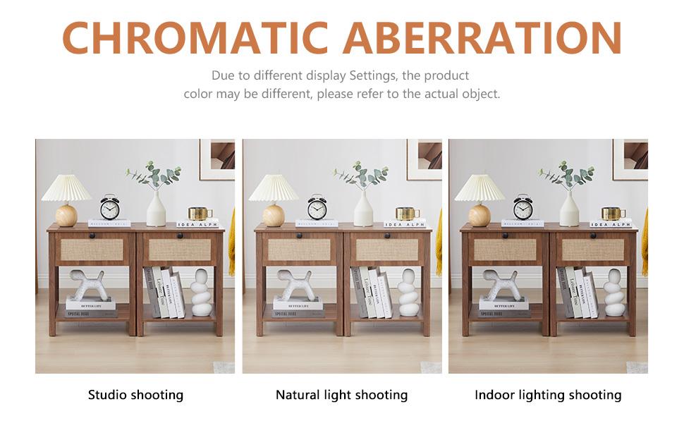 Giratree 21.65" H End Table with Flax Finish Set of 2, Modern Night Stands with Drawer, Farmhouse Bedside Table for Bedroom Living Room