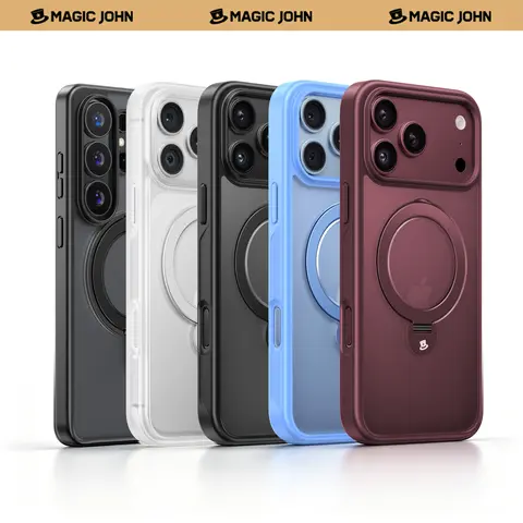 MAGIC JOHN 360 Degree Magnetic Stand Phone Case Invisible Design for iPhone and SamSung