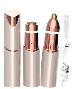 Facial & Eyebrow 2 in 1 Rechargeable Hair Remover forWomen ,For Face Eyebrows Peach Fuzz Lips Trimmer withLight,Painless Electric Hair Removal