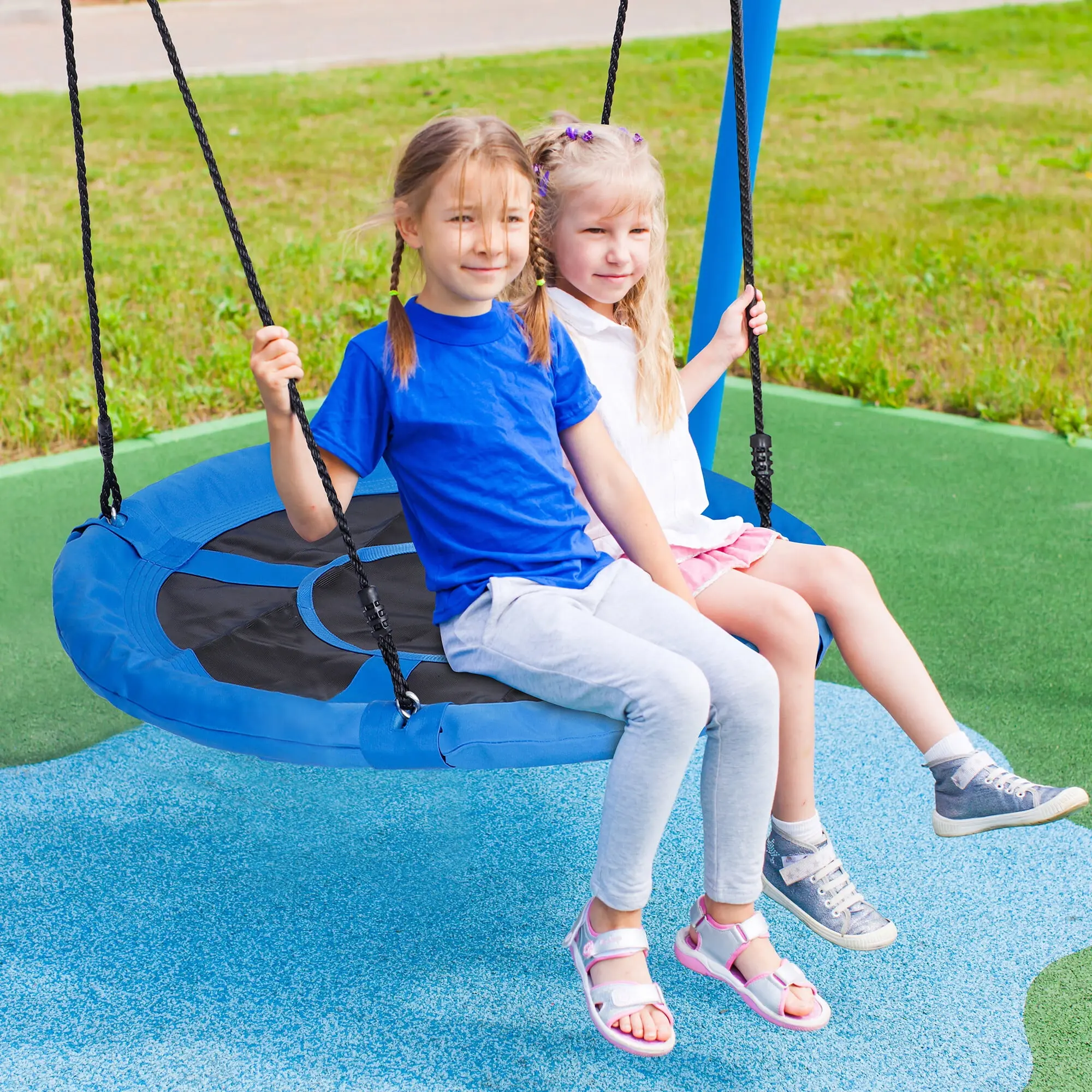 Zeny 40-in Adjustable Web Flying Saucer Tree Swing for Kids, 800lbs Capacity, Durable Light Blue Outdoor Hammock, Fun Sports & Camping Play Gear