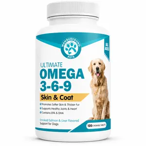 Wanderfound Pets - Omega 3 Fish Oil for Dogs, Smoked Salmon and Liver Flavor, 120 Chewable Tablets