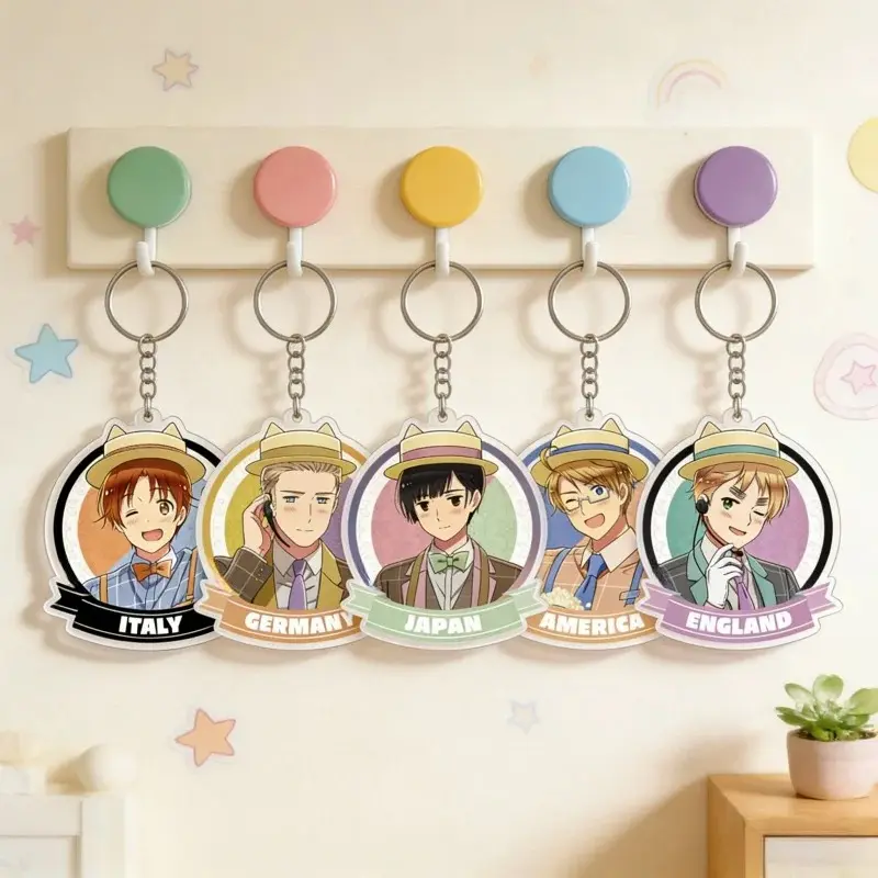 Anime Hetalia Axis Powers Acrylic Keychain: Italy Germany JAPAN Keychain Accessories, Kawaii Keyring Accessory, Fun Charm For Backpack Or Purse | High Quality and Customer Favorite Items