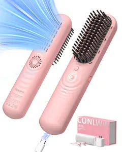 CONLWIN Cordless Hair Straightener Brush with Cool Air Long-Lasting Style, Portable Mini Travel Hair Straightener for Thick Curly Hair, 350M Negative Ions for Frizz-Free, Fast Heating, Gift for Women