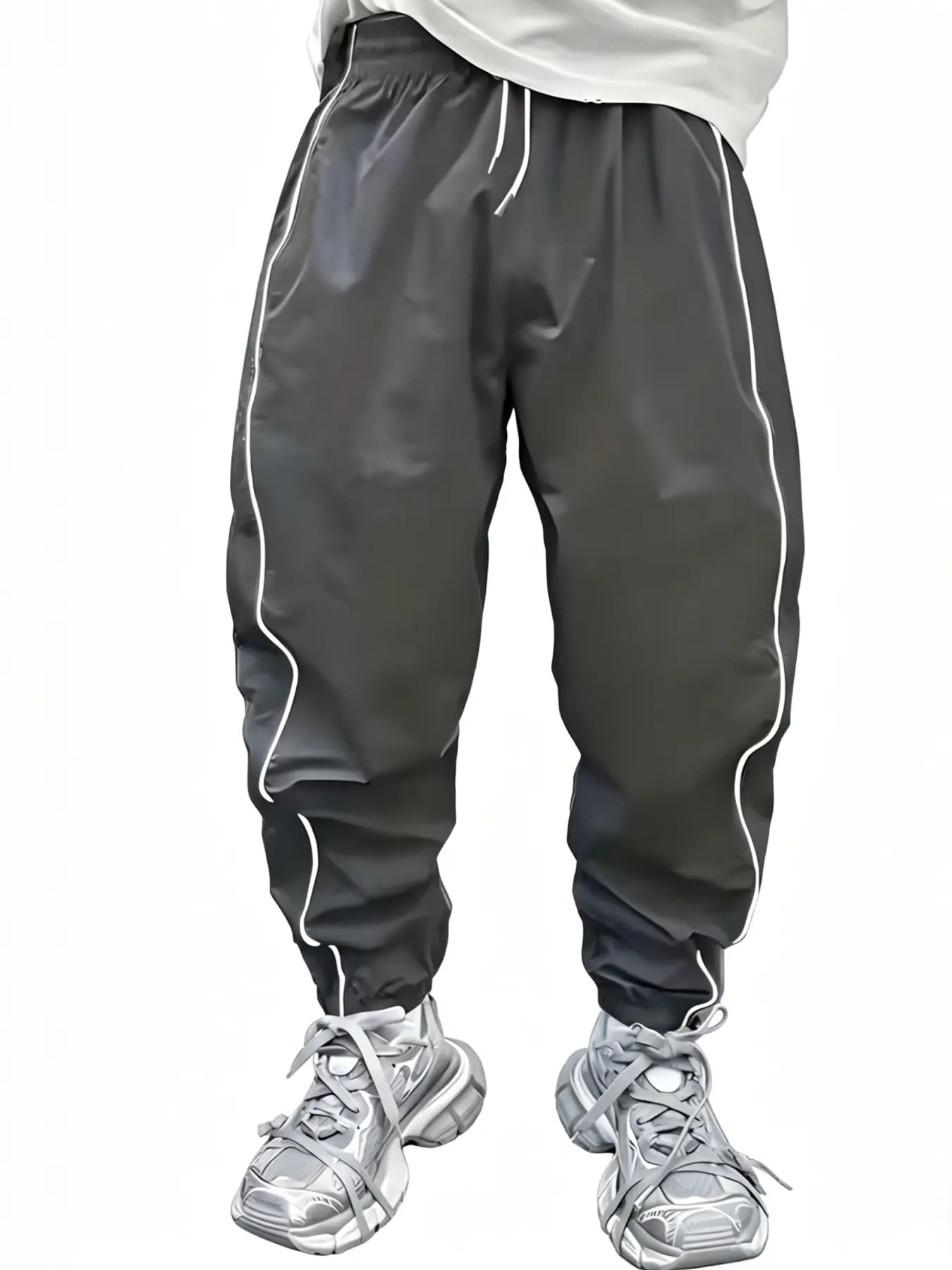 freeship Men’s  long with an elastic waistband and pockets—casual, comfortable streetwear fashion in black; jogger/track for home and outdoor,  suitable for all seasons.  men workout gym fitness bottom clothing Casual Loose-Fit Drawstring Pants slacks Men