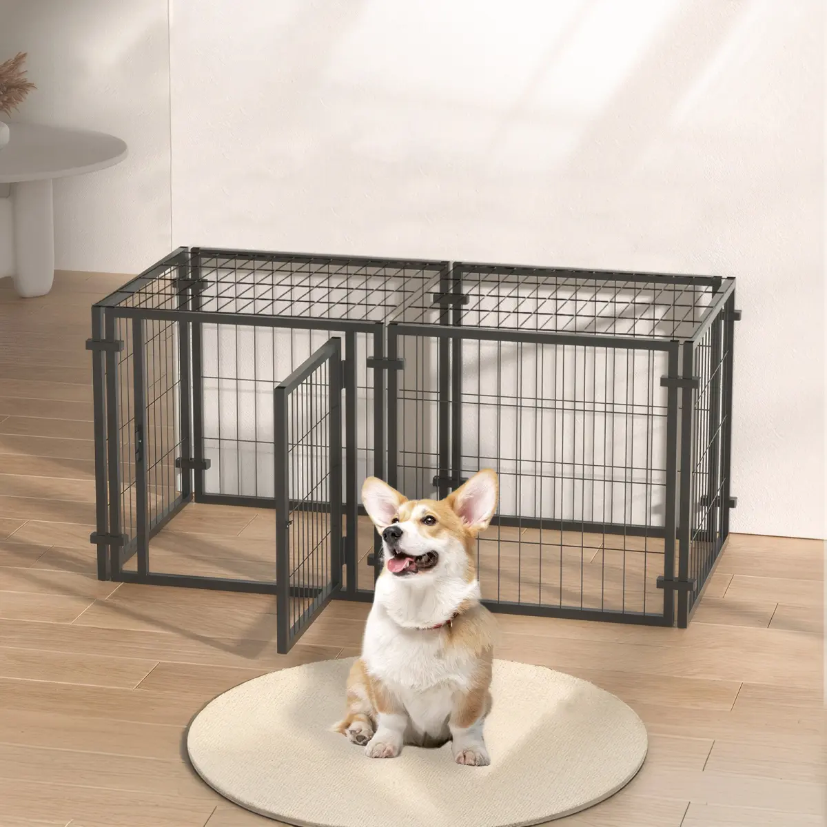 [Bellemave] 47.2" Dog Crate for Small Medium Large Dogs, Puppy Dog Playpen for Yard Indoor Outdoor Use, Pet Dog Cage Kennel