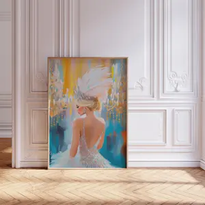 [SALE UP TO 40%] [Unframed] Glamorous Showgirl Art Print: Vintage Burlesque, Vibrant Casino Decor