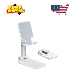 Cell Phone Stand, Angle Height Adjustable Cell Phone Holder with Silicon Pad White