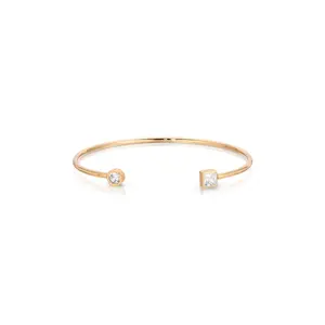 Ettika Crystal Shapes Bracelet Cuff 18k Gold Plated Brass with Cubic Zirconia Accents Adjustable Closure for Adults