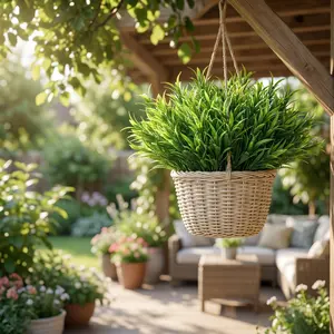 KIRIFLY Fake Plants Artificial Indoor Outdoor Plants Sword Leaf Rosemary for Home Office Bathroom Farmhouse Dining Table Home Decoration 8PCS