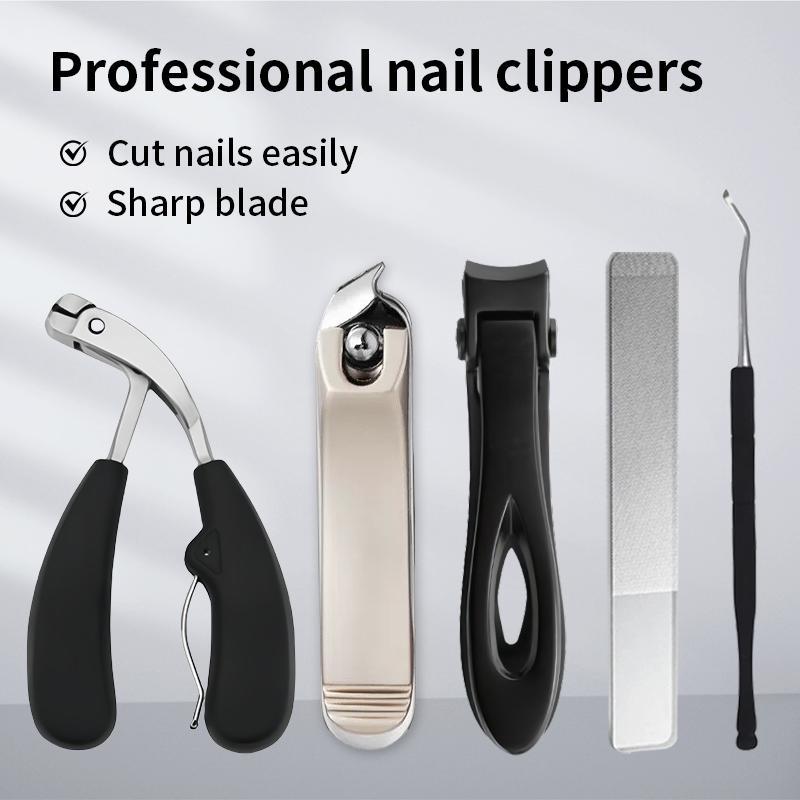 Professional Nail Clipper Set 5pcs Stainless Steel Manicure Kit with Sharp Blade Nail Clippers File Pliers Nippers for Home Salon Use