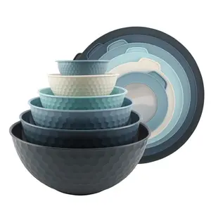 R Mixing Bowls with Lids - 12 Piece Nesting Plastic Bowls Includes 6 Prep Bowls and 6 Lids with Non Slip Bottom Set Tableware