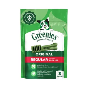 Greenies Veterinarian-Recommended Adult Natural Dental Dog Treats Regular Size, Dog Dental Chews, Original Flavor