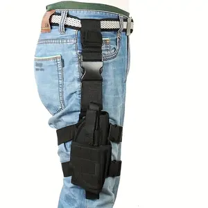9mm Pistol Right-Hand Leg Holster - Adjustable Thigh Strap Buckle Closure, Durable Black Tactical Waist Bag, Airsoft and Firearms, Hunting, Secure Fit, Gun Accessories, Secure Buckle Closure, Gun Accessories, Gun Owners, Hunting Gear, Gun Enthusiasts