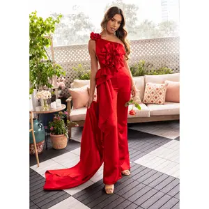 3D Floral One Shoulder Jumpsuit by Rachel Allan 50387