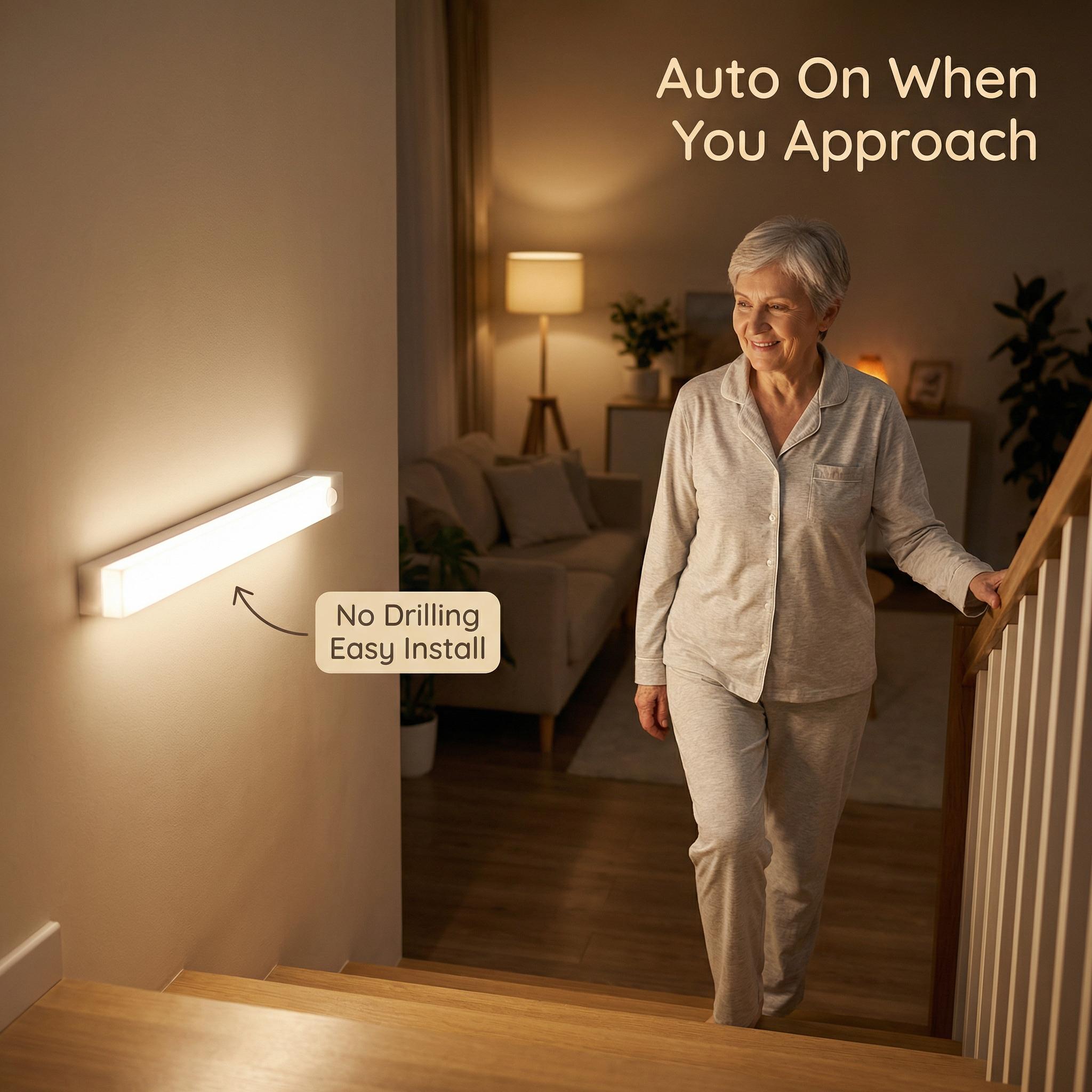 6 Pack Motion Sensor & Light Sensor LED Lights Indoor Magnetic Wireless Closet Lights Battery Powered 3 Modes Under Cabinet Lighting for Stairs Kitchen Bedroom 11.8in Cool White summerwins