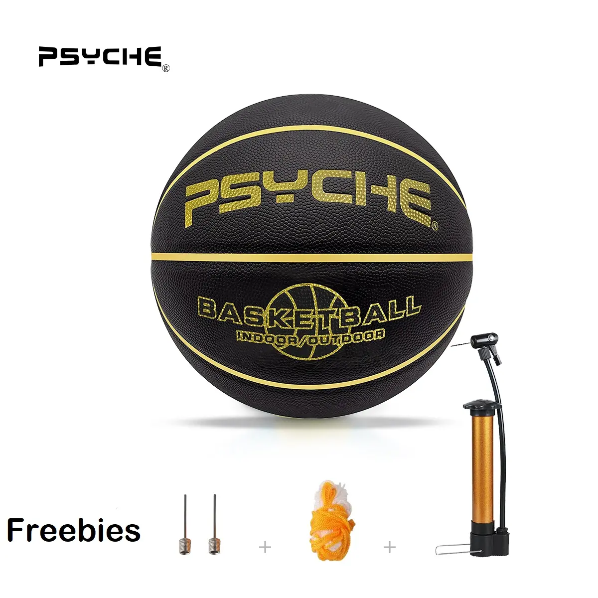 PSYCHE Mini Rubber Basketball Size 3 (22-Inch), with Freebies, Small Mini Basketball Gift for Indoor Outdoor Pool Play Games Streetball