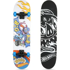 9-ply Maple Desk Skate Board for Cruising,Hot Wheels 31 inch Skateboard,  Carving, Tricks and Downhill