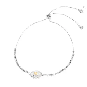 Tennis Racket Beaded Slider Bracelet