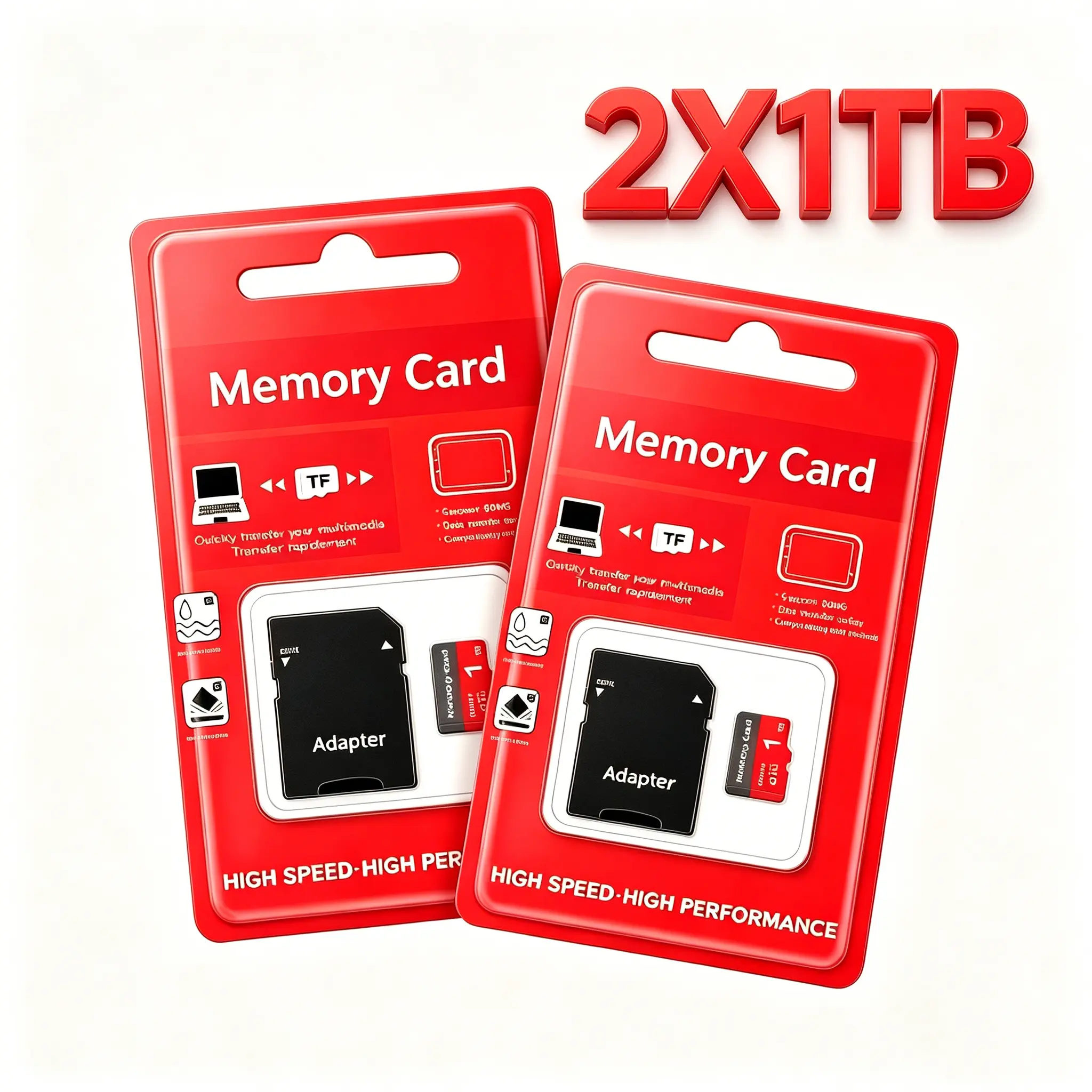 2 Complete Sets Microsdxc Card for PC, 1TB Micro TF SD Cards for car audio, sd card for surveillance cameras, durable Micro SD Card & sd memory card match dash cams and mobile phones