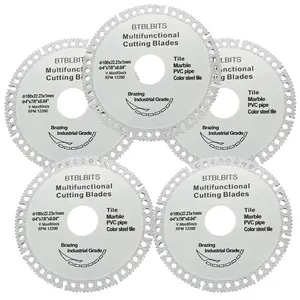 5pcs 4-Inch Diamond Cutting Blades for Metal, Tile, Glass, Wood & PVC - Multi-Functional Saw Discs Reinforced Carbide Edges, 7/8" Arbor, for Rebar, Steel, Ceramic, Marble Versatile Saw Blades Ceramic Tile Blades angle grinder tool cutoff wheel
