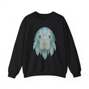 Tribal Manatee Spirit Crewneck Sweatshirt – Wild Mystic Water Soul, Unisex Cozy Sweatshirt, Nature Inspired Apparel