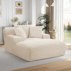 【New Year Special Discount】 Oversized Chaise Lounge Chair Indoor,50" W Upholstered Corduroy Sofa with 3 Pillows,Comfy Fluffy Cloud Couch,Modern Deep Seat Sofa,Single Sleeper Sofa Chair for Livingroom,Bedroom,No Assembly
