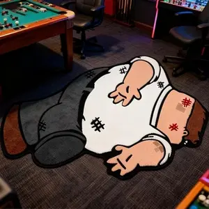 Modern Anime Cartoon Character Decorative Rug, Long Striped Carpet for Living Room Bedroom, Washable Easy Clean Plush Mat, Home Decor, Fluffy Modern Rug