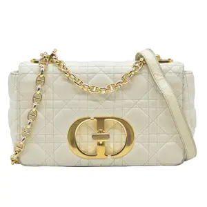 Pre-owned Dior leather Shoulder Bags $4400 Christian Lambskin Cannage Small Caro Bag Ivory