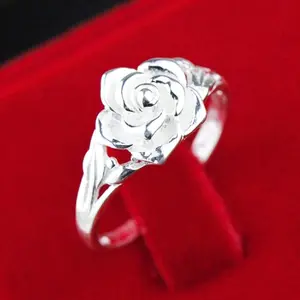 Vintage rose engraved ring - silver floral symbol of elegance - everyday wear - holiday gift