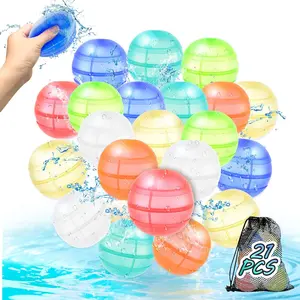 Reusable Water Balloons for Kids & Adults, 21 Pack Refillable Silicone Water Balloons – Quick Fill, Self Sealing Water Balloon for Pool, Summer Toys Beach Toys for Outdoor Idea Gift, Party Supplies