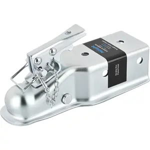 Nilight Straight Trailer Coupler with Security Latch&Chain for 2-Inch Hitch Ball, 3-Inch Channel,5000 LBS,Heavy Duty Trailler Tongue Coupler for Station Wagon, Truck, Bolted & Welded Installation