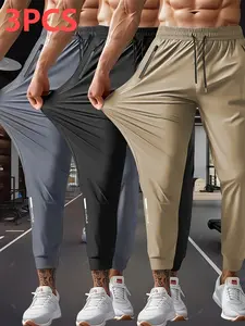 Men's Breathable Stretch Joggers with Zipper Pockets & Drawstring Waistband - Lightweight Nylon Blend, Perfect for Gym, Outdoor Hikes, Dates, & Everyday All-Season Casual Wear, Adjustable Comfort Joggers with Elastic Waistband