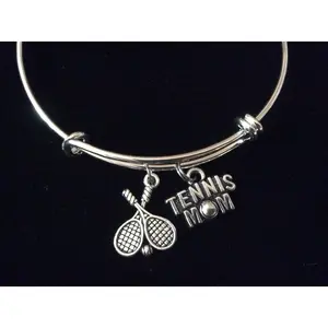 Tennis Mom Expandable Adjustable Wire Bangle Bracelet Sports Jewelry Gift Unique Trendy Coach Team Gift One Size Fits All