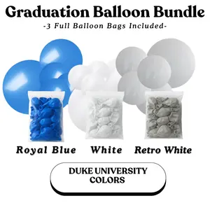 Graduation Balloon Bundle - Duke University Colors I Royal Blue, White, Black