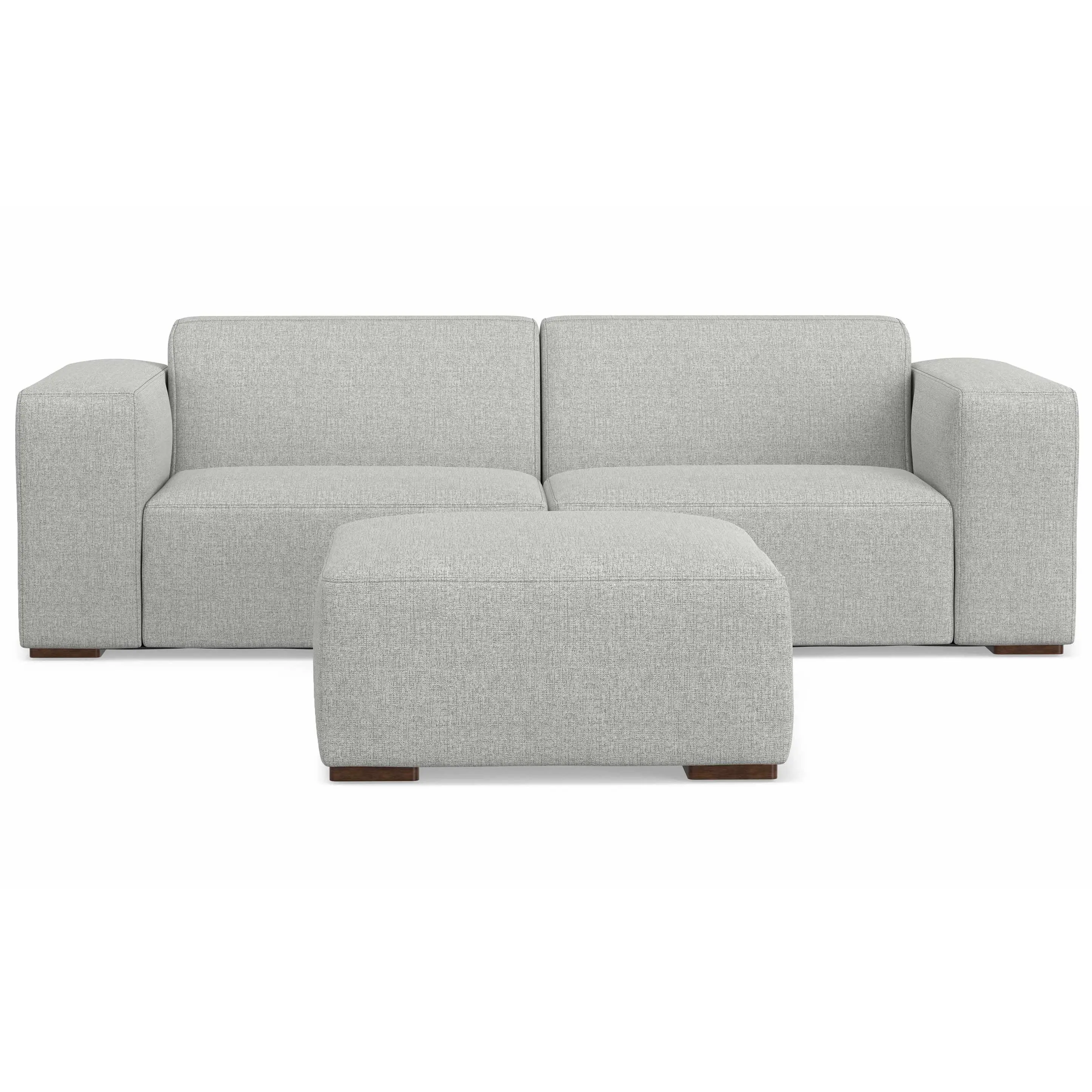 Sturdy 2-Seater Sofa and Ottoman Set, Modern Indoor Living Room Furniture, High-Gauge Sinuous Springs, Medium Firm Performance Fabric Couch with Wide Armrests, 32"d x 34"w x 16"h, Two-Seater