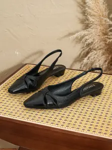 Women's Slingback Pumps Block Low Heel Adjustable Buckle Dress Shoes