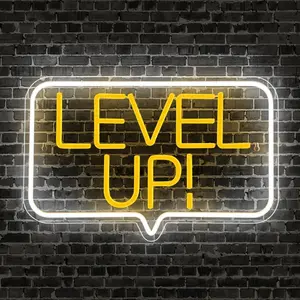 Neon Light Level Up, Game Neon Light for Teen Room Decor, Arcade Victory Glow Sign, Gift for Teens, Boys, Gamers (16.7 X 10.6 Inches)