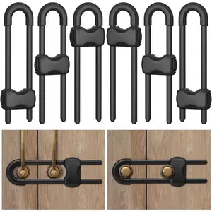 Cabinet Locks Baby Proofing,Child Proof Cabinet Locks,6 Pack Adjustable U Shaped Baby Proofing Cabinets,Child Locks for Cabinets and Drawers (Black)