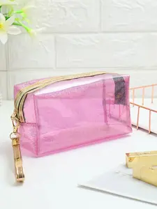 Waterproof Transparent PVC Travel Toiletry Bag with Zipper and Handle, Portable Fashion Makeup Storage Bag, Travel Cosmetic Bags, Perfect Gift for Her