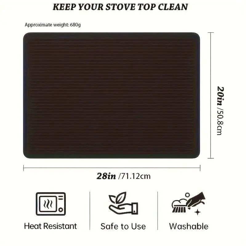 Rectangular Stove Protector Cover for Electric Stoves - 28x20 in Silicone Heat-Resistant Ceramic Glass Cooktop Cover with Kitchen Dish Drying Mat