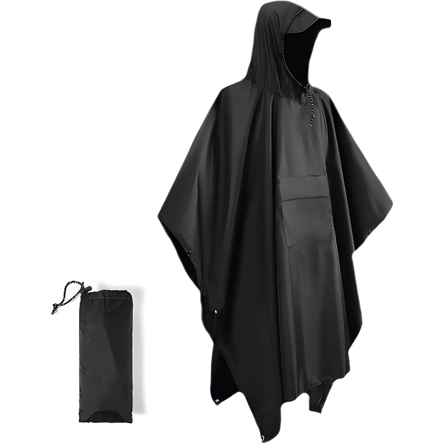 3-in-1 Waterproof Rain Poncho for Camping - Hooded Unisex Emergency Shelter & Ground Sheet, Lightweight Tactical Rain Gear