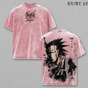 Kenpachi Zaraki Bleach Anime Shirt Nozarashi Soul Reaper Captain Vintage Washed Oversized Graphic Tee 5DF