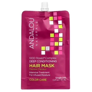 Andalou Naturals 1000 Roses® Complex, Deep Conditioning Hair Mask, Color Care, 1.5 fl oz (44 ml)