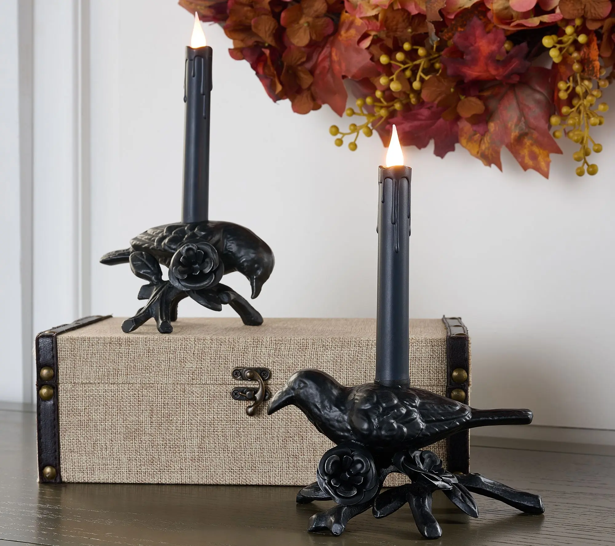 Cozy Cottage by Liz Marie Set of 2 Crow Candle Holders Cozy Cottage by Liz Marie Set of 2 Crow Candle Holders