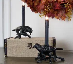 Cozy Cottage by Liz Marie Set of 2 Crow Candle Holders
