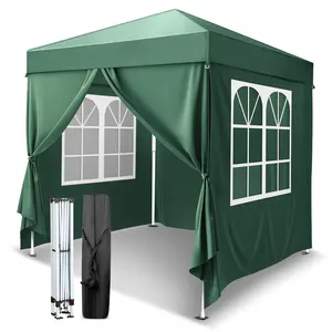 6.5x6.5ft (200x200cm) Steel Frame Pop Up Canopy Tent, Outdoor Weatherproof Instant Shelter with 4 Side Walls, Space Saving Folding Design & Carry Bag for Commercial Events, Backyard BBQ