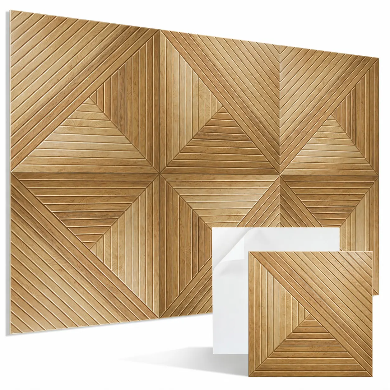 Contemporary PET Acoustic Panels, UV-Printed Wood Grain, Sound Reduction Wall Decor for Home Bedroom Kitchen & Office (Home Improvement Building Supplies)